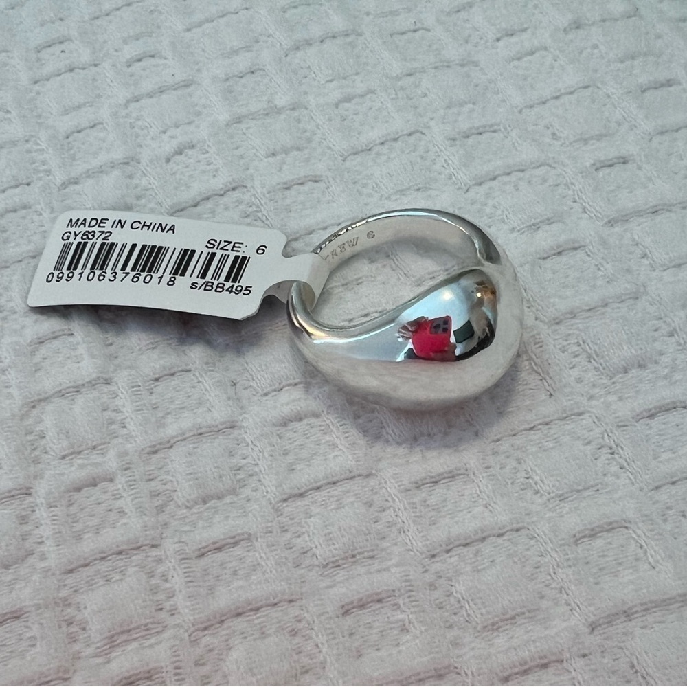 NEW J. Crew Sculptured Orb Silver Mirror Ring Size 6 - Picture 7 of 16
